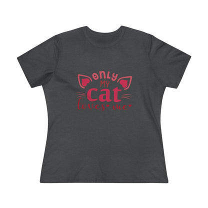 Women's Tee - Only My Cat Loves Me black tshirt Design