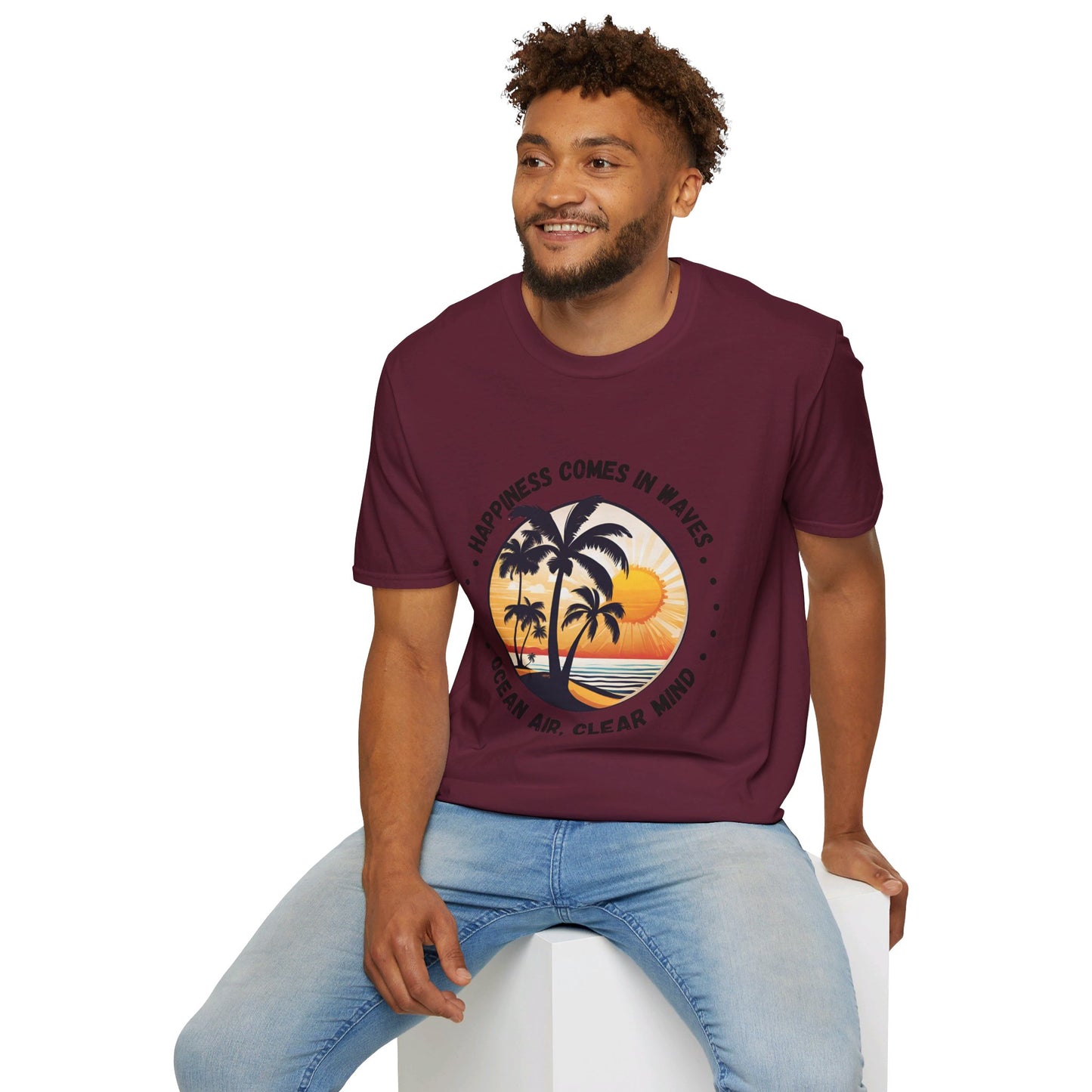 Happiness Comes in Waves Unisex Softstyle T-Shirt