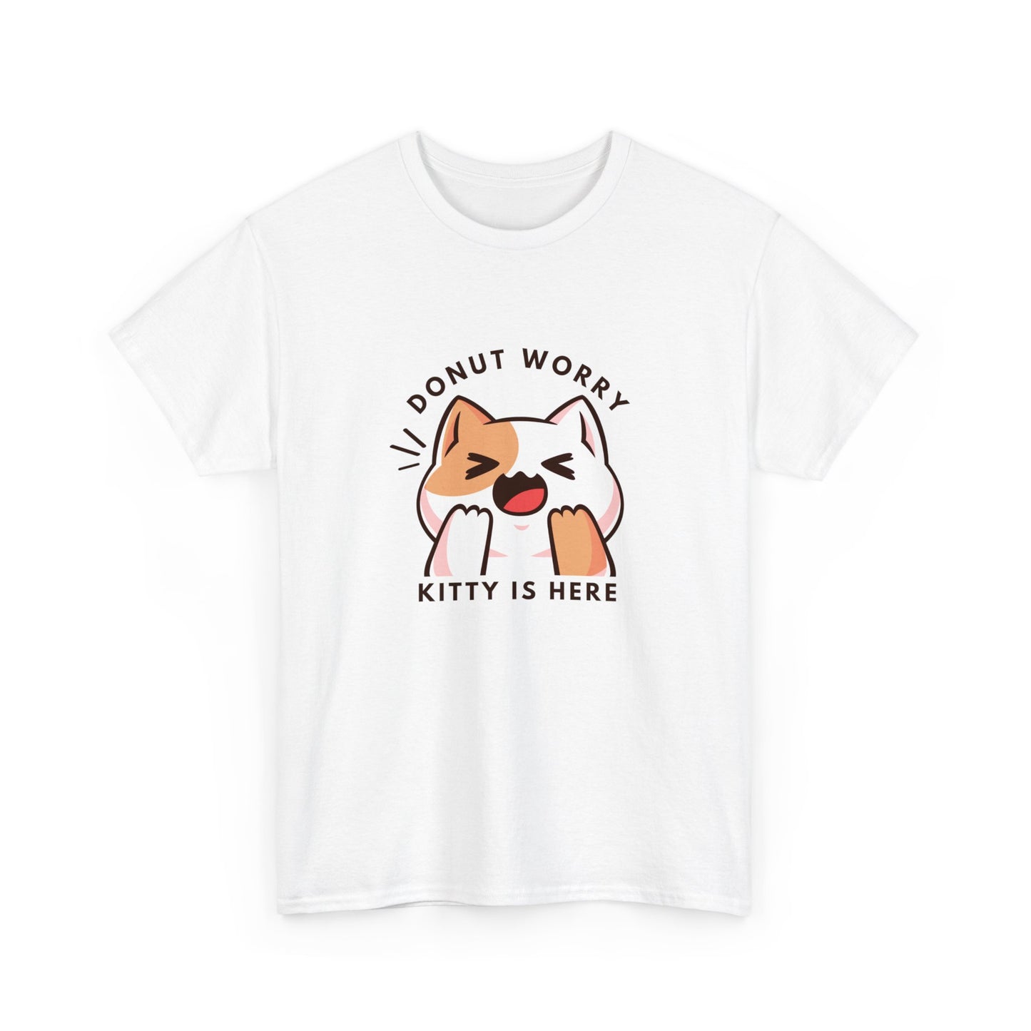 Unisex Heavy Cotton Tee Donut Worry, Kitty Is Here