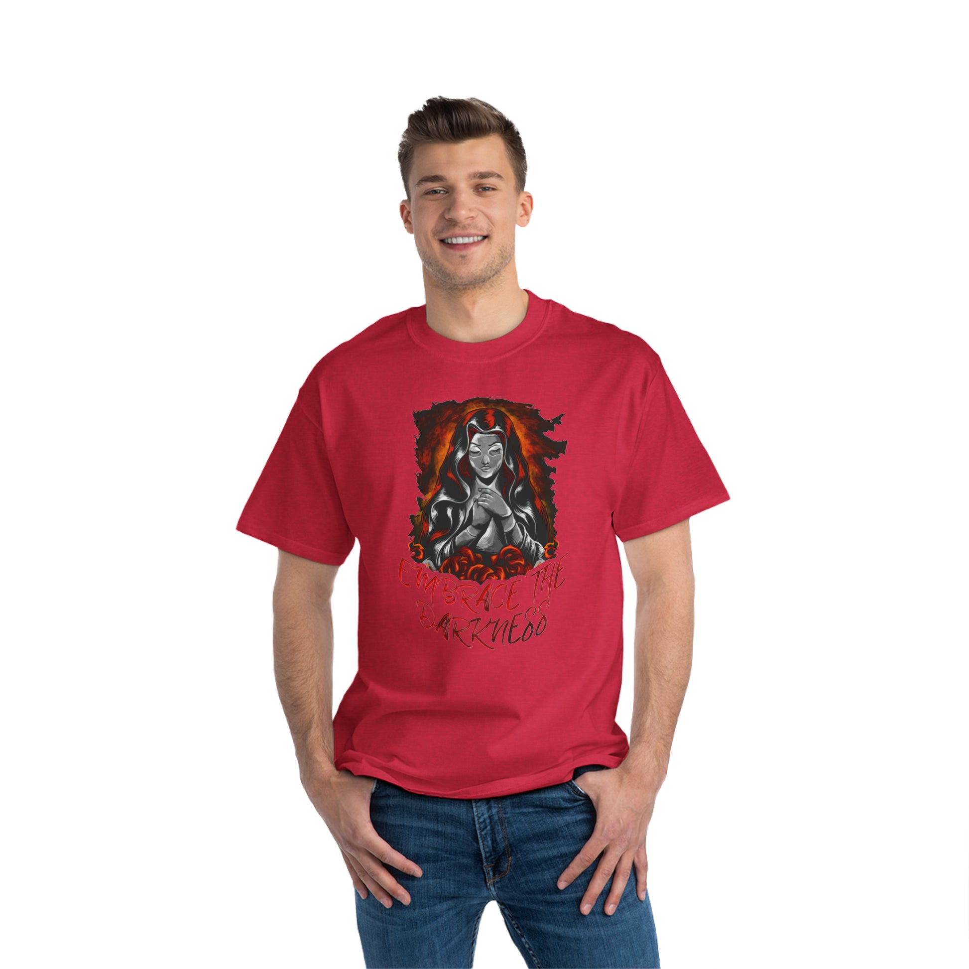 Embrace the Darkness T-Shirt by Beefy-T®, red color