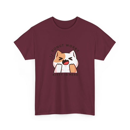 Unisex Heavy Cotton Tee Donut Worry, Kitty Is Here