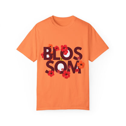 Chic dyed cotton orange t-shirt, Unisex Garment-Dyed 