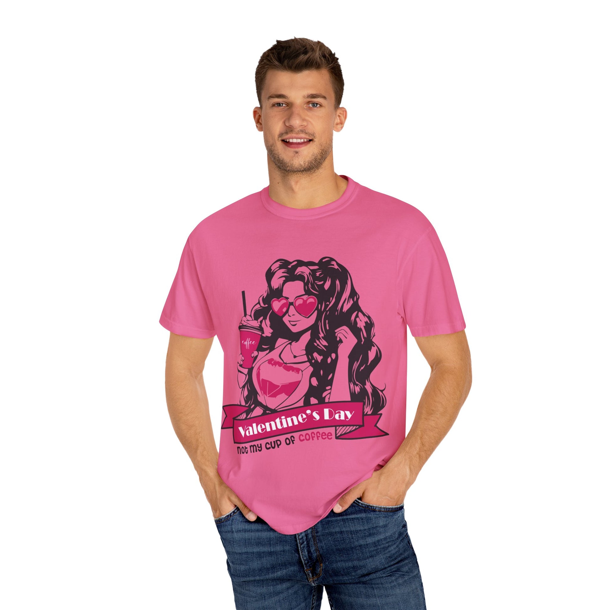 Unisex Garment-Dyed T-shirt, Comfortable everyday pink tee