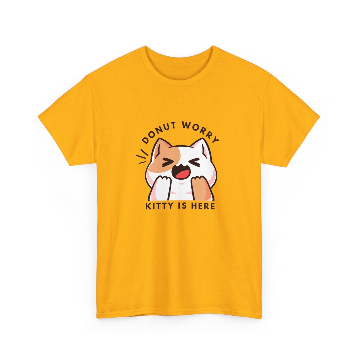 Unisex Heavy Cotton Tee Donut Worry, Kitty Is Here