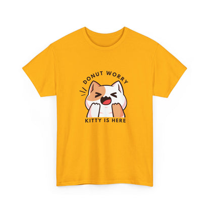 Unisex Heavy Cotton Tee Donut Worry, Kitty Is Here