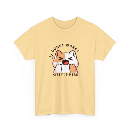 Unisex Heavy Cotton Tee Donut Worry, Kitty Is Here