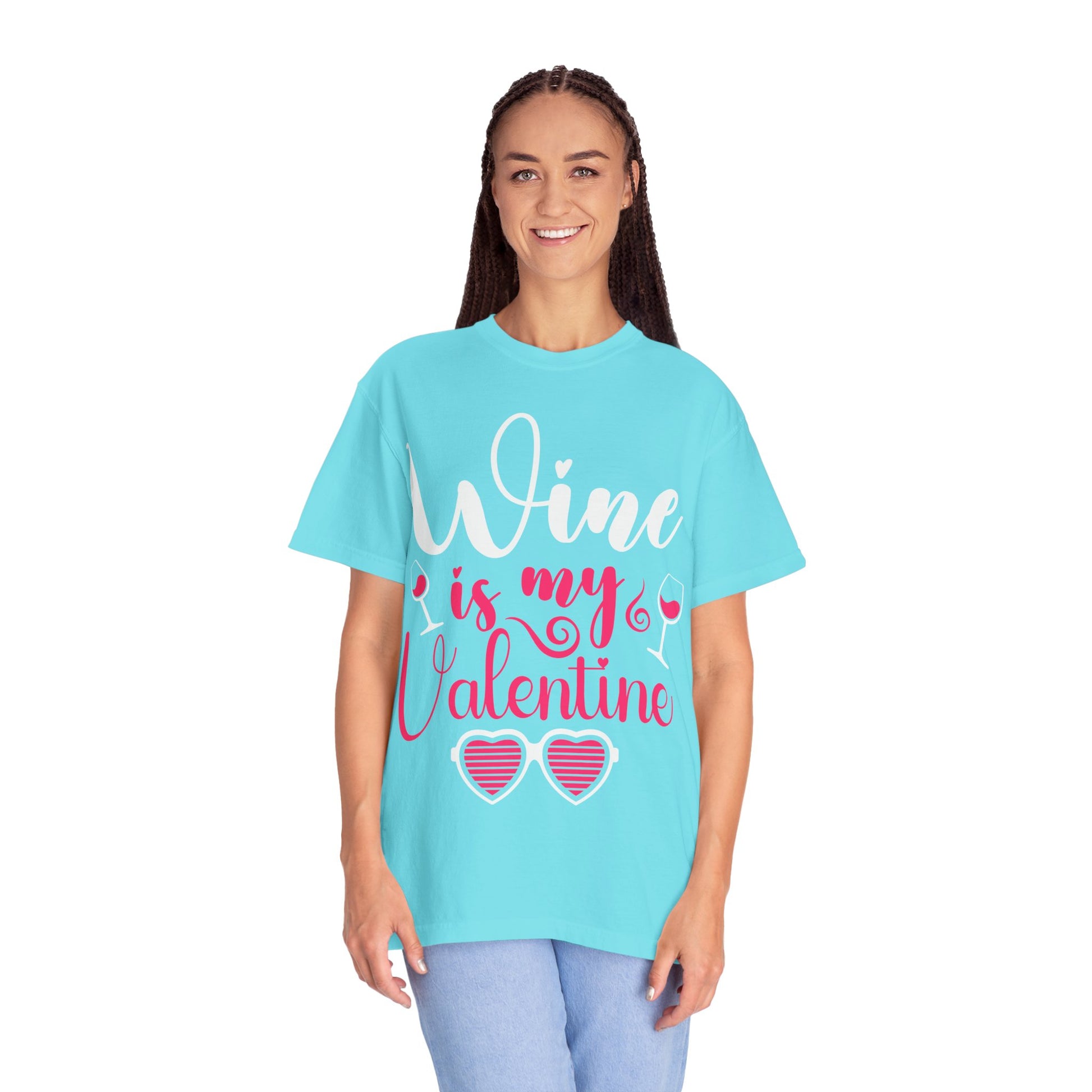 Unisex Garment-Dyed Valentine T-shirt for Wine Lover.