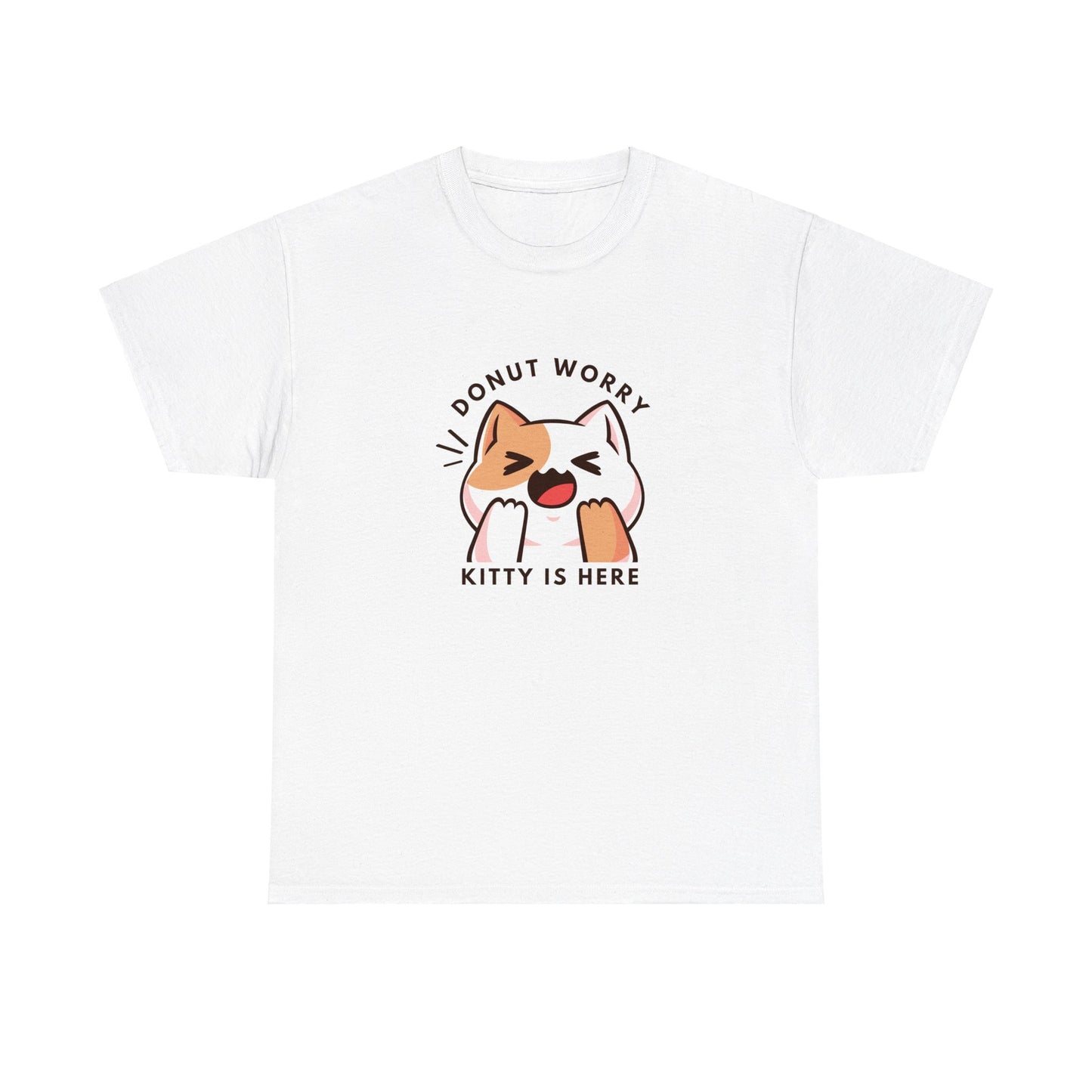 Unisex Heavy Cotton Tee Donut Worry, Kitty Is Here