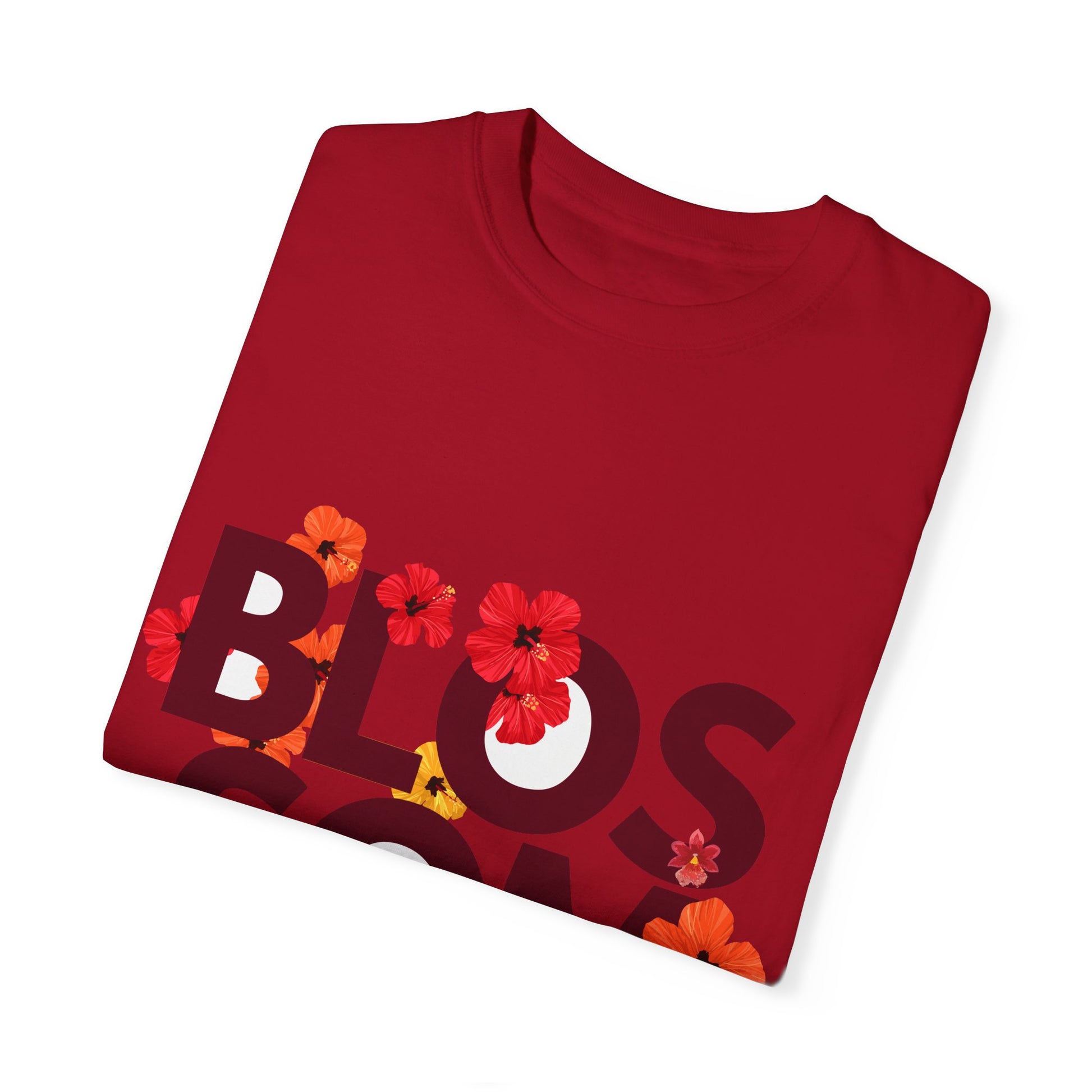 Essential unisex red top, new Garment-Dyed T-shirt folded