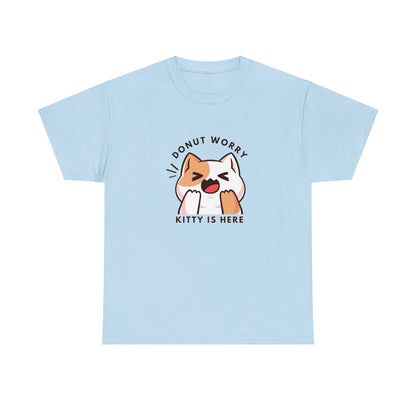 Unisex Heavy Cotton Tee Donut Worry, Kitty Is Here