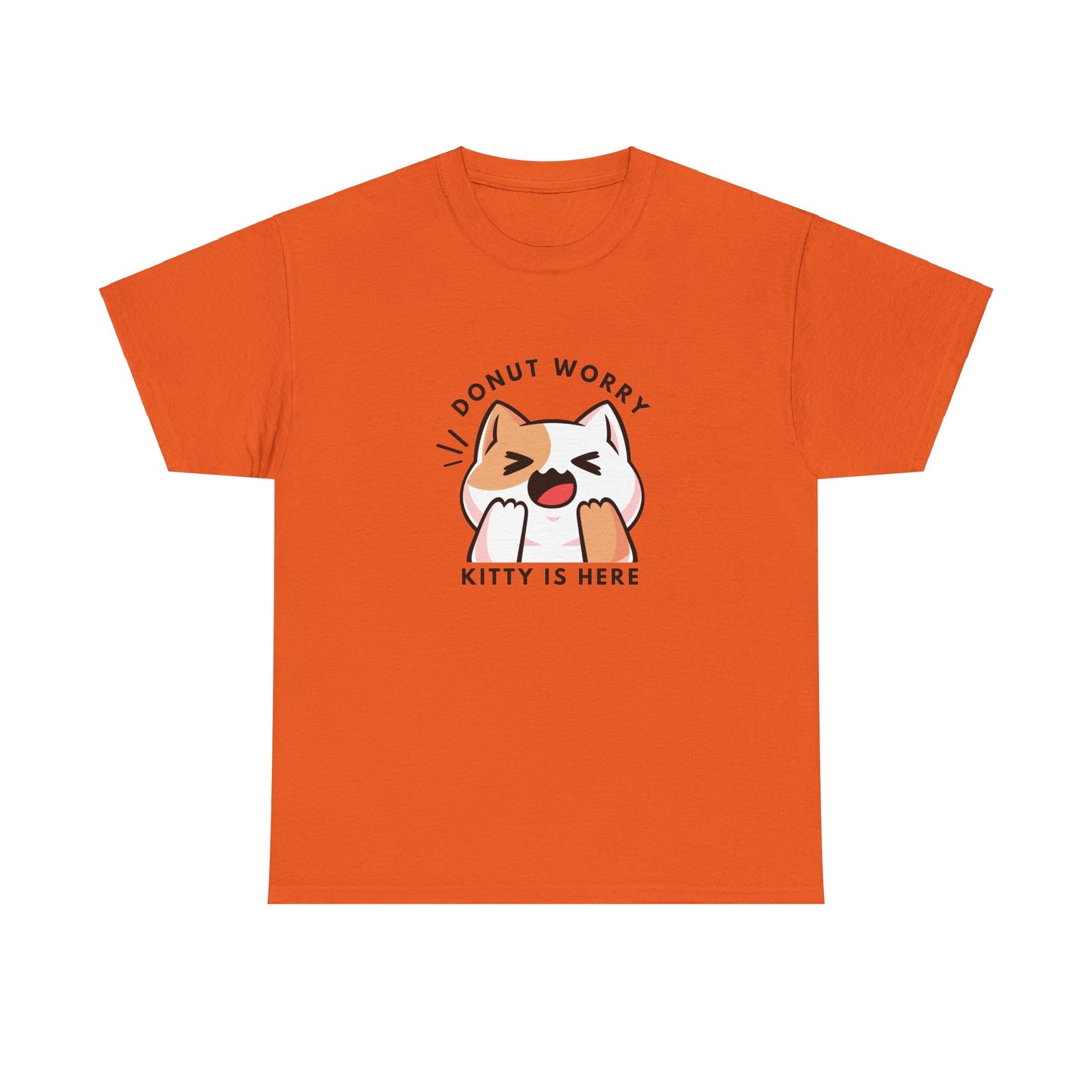 Unisex Heavy Cotton Tee Donut Worry, Kitty Is Here