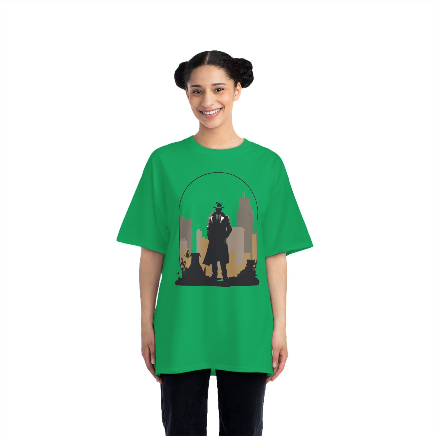 Beefy-T® T-Shirt green color, front print, cotton, unisex