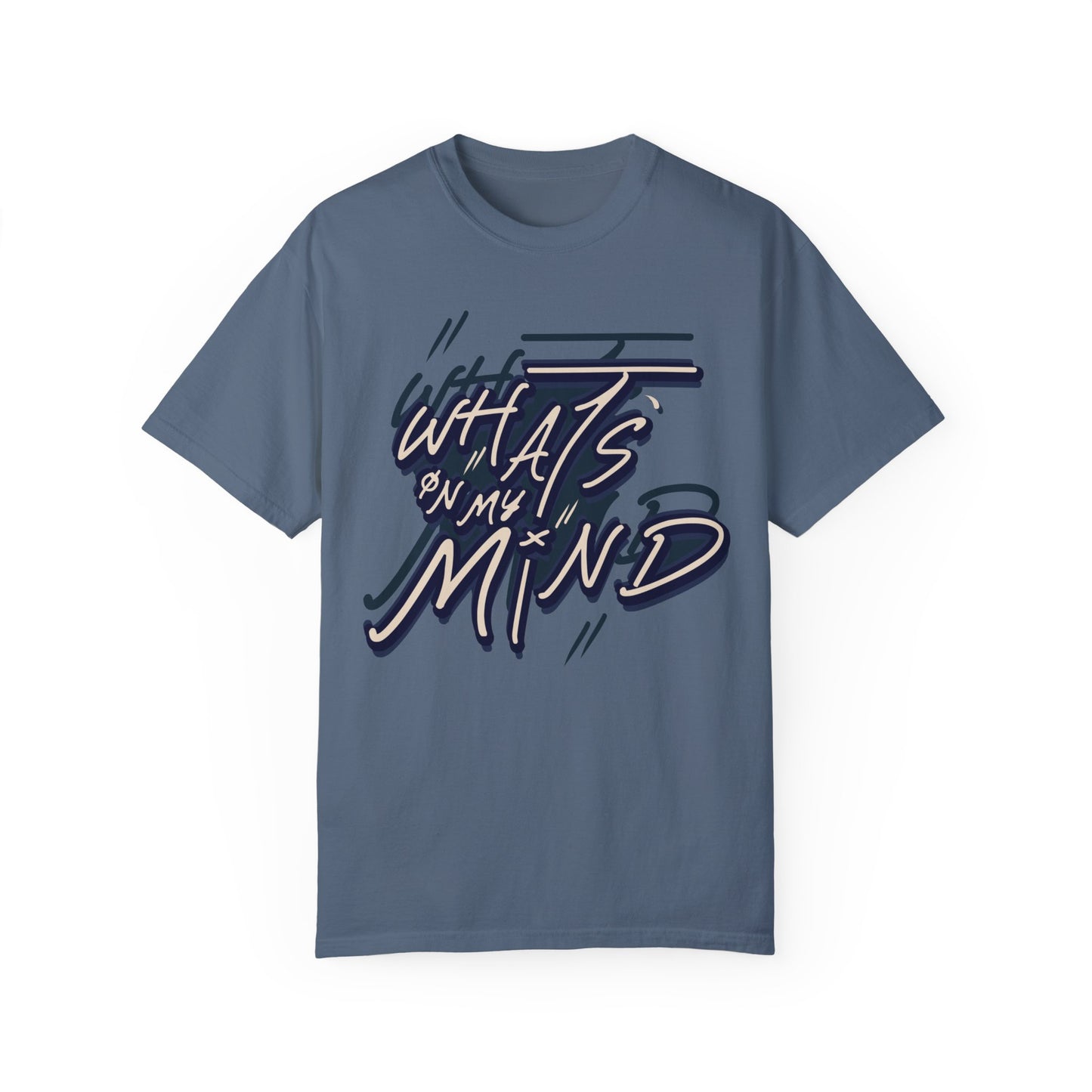 What's on Your Mind? white t-shirt design, an artistic 