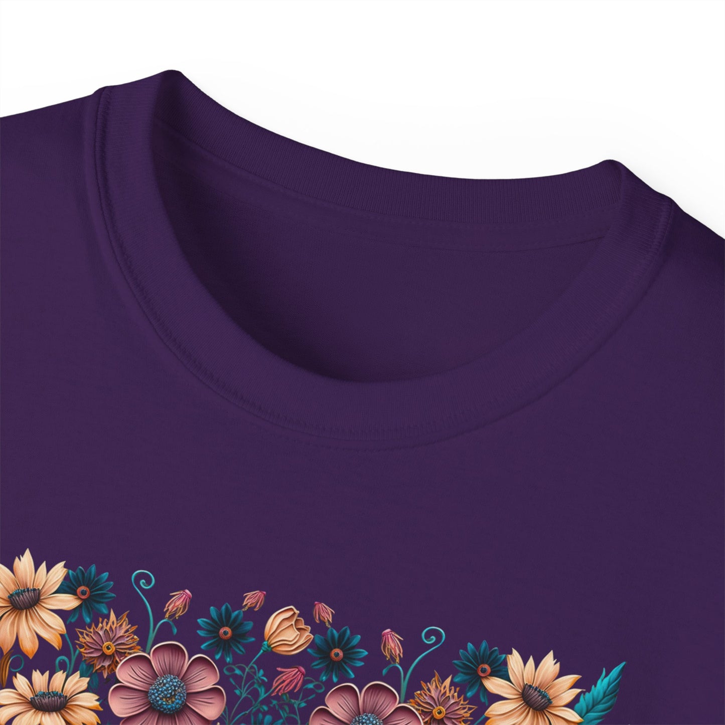 Unisex Ultra Cotton purple Tee with a Wild Flower design