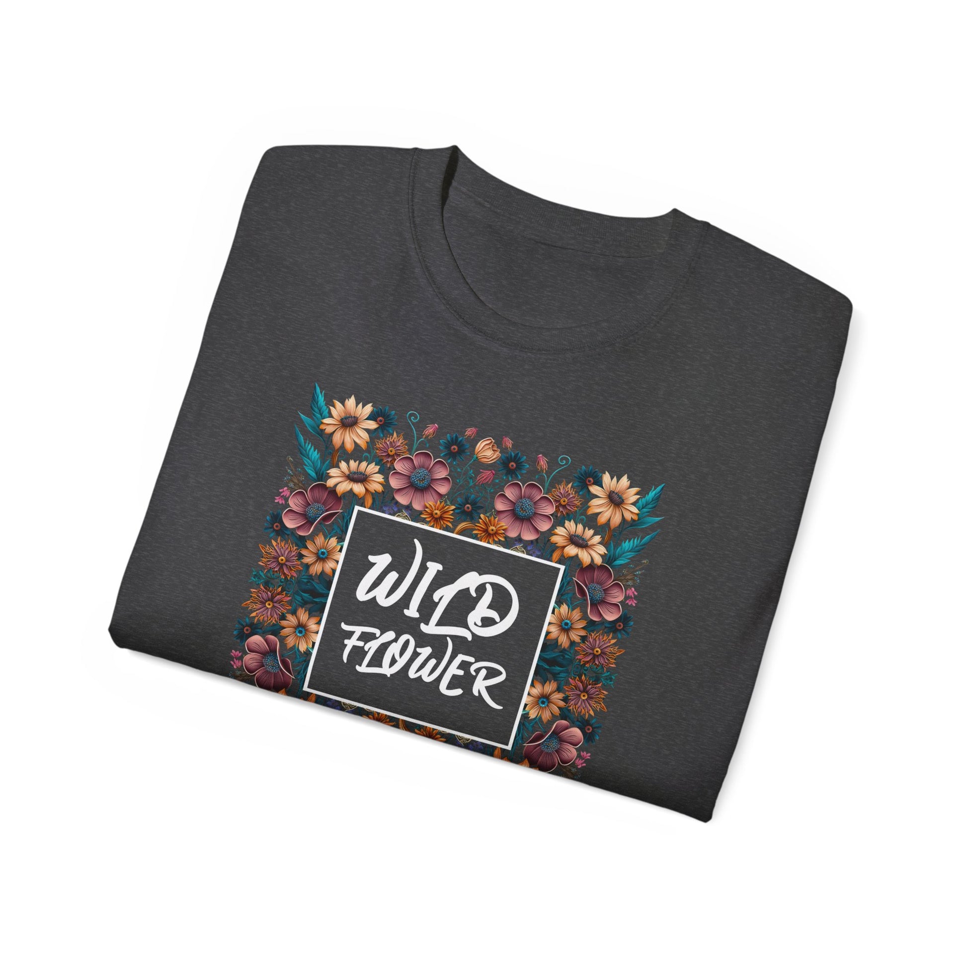 Unisex Ultra Cotton grey Tee with a Wild Flower design