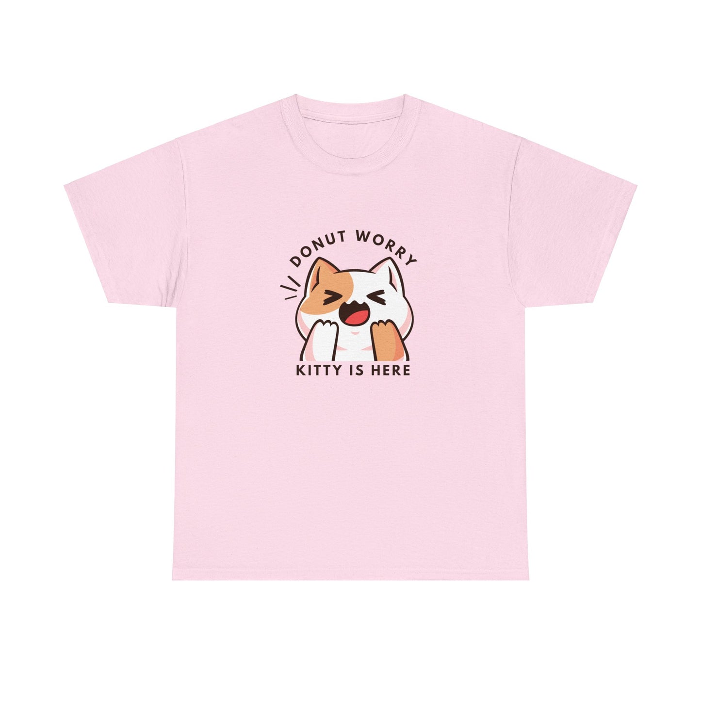 Unisex Heavy Cotton Tee Donut Worry, Kitty Is Here