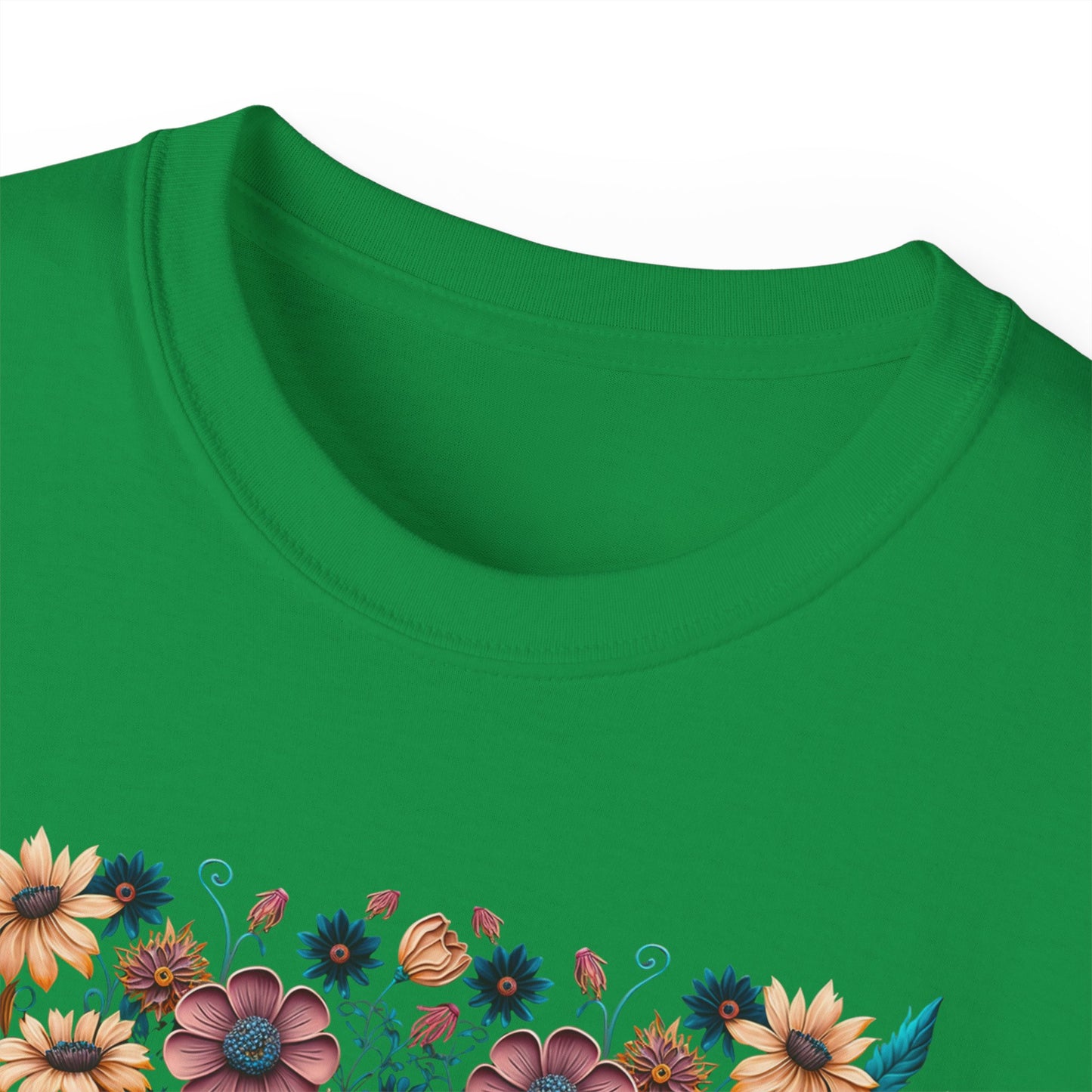 Unisex Ultra Cotton green Tee with a Wild Flower design