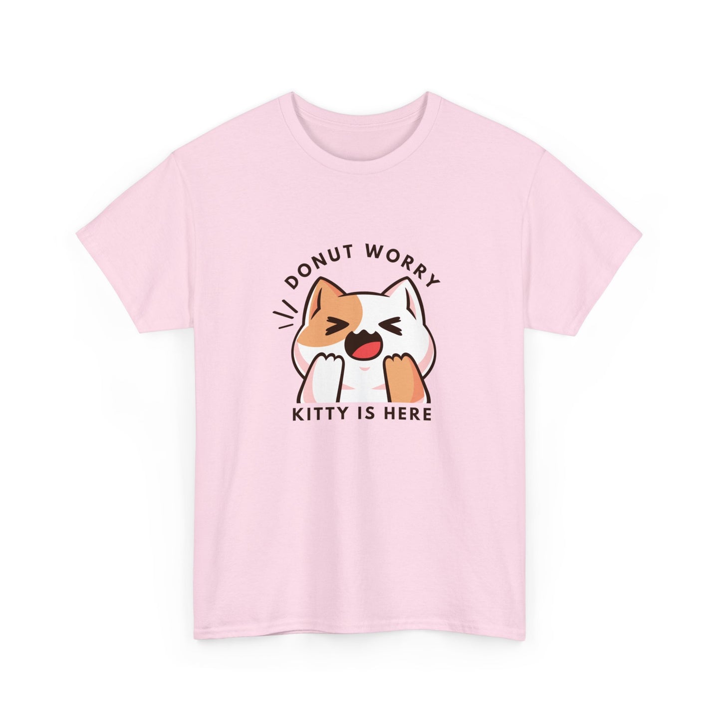 Unisex Heavy Cotton Tee Donut Worry, Kitty Is Here