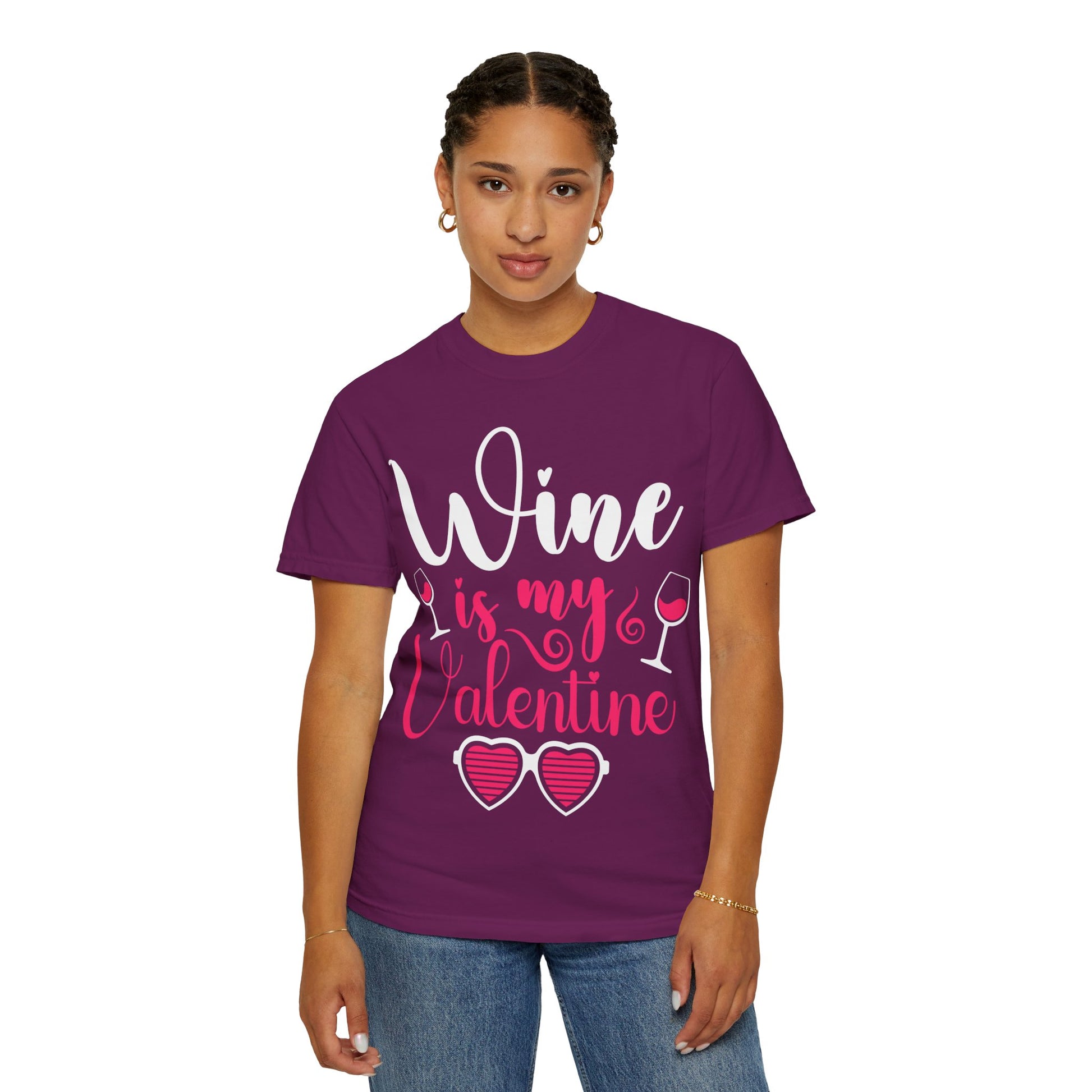 Unisex Garment-Dyed Valentine T-shirt for Wine Lover.