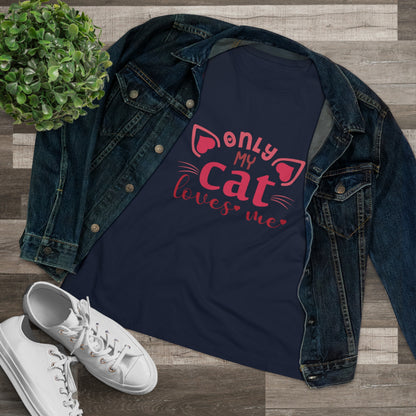 Cat Lover's Cotton Tee - Only My Cat Loves Me tshirt design