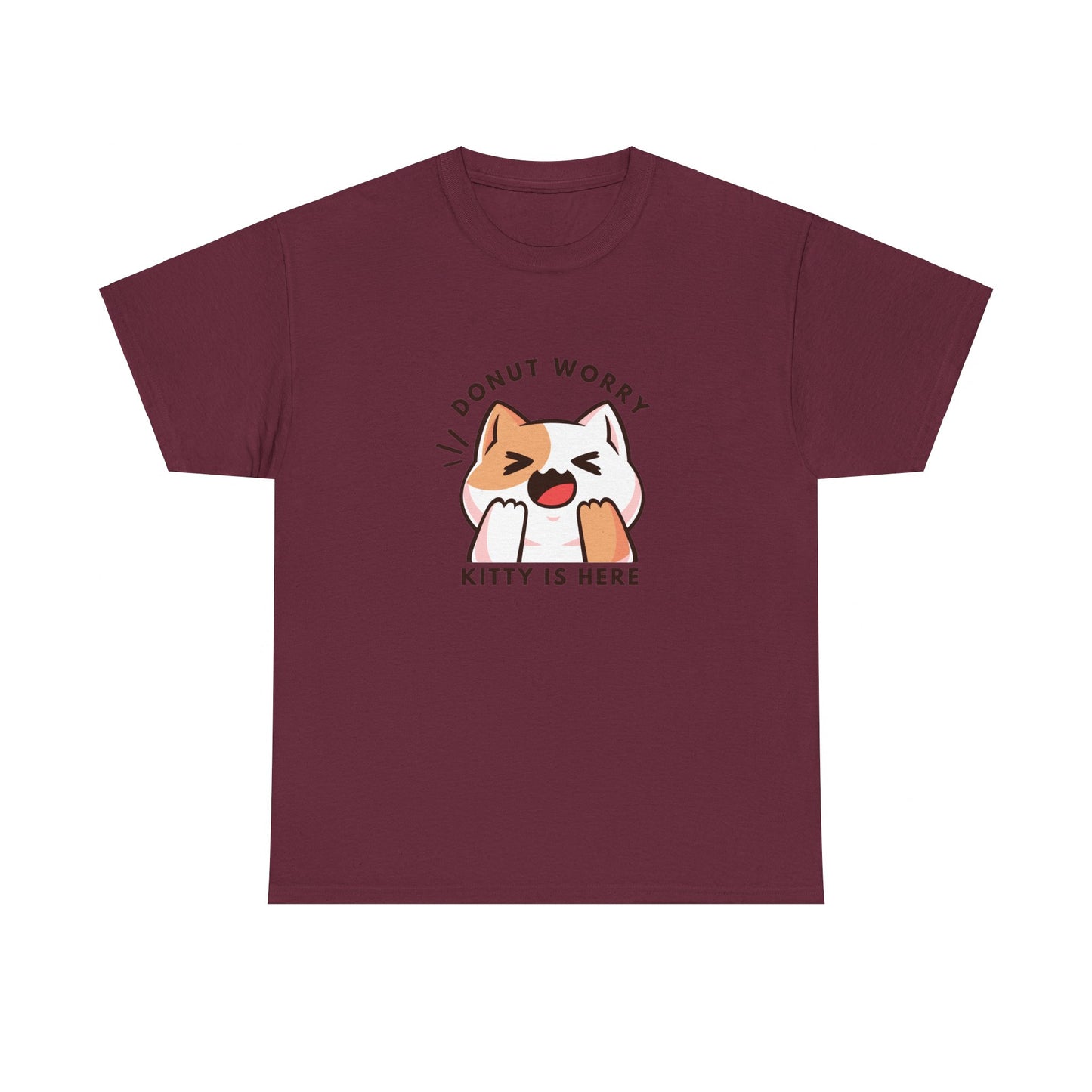 Unisex Heavy Cotton Tee Donut Worry, Kitty Is Here