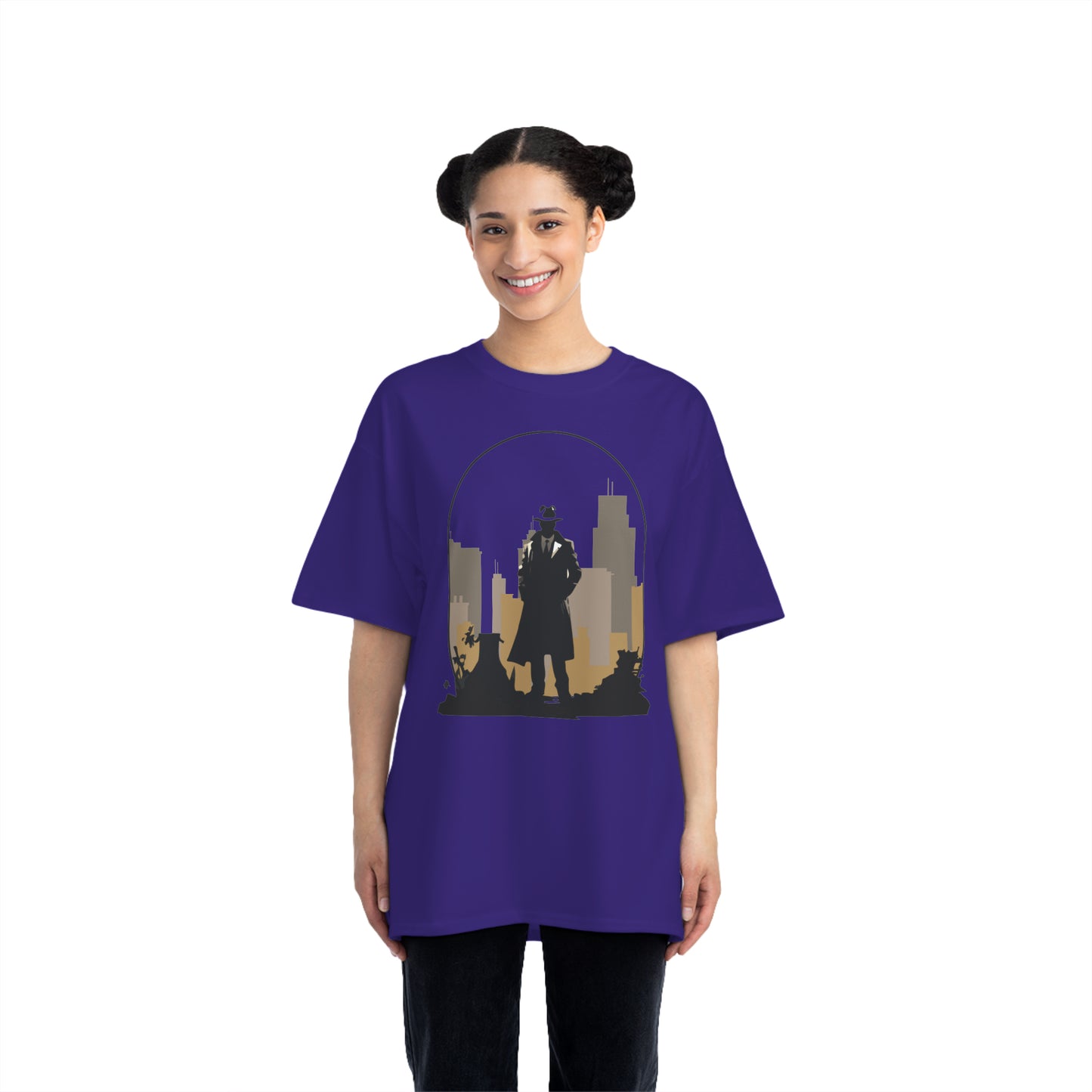 Beefy-T® T-Shirt purple color, front print, cotton, unisex