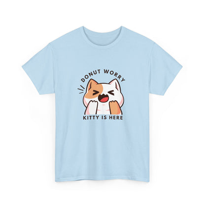 Unisex Heavy Cotton Tee Donut Worry, Kitty Is Here