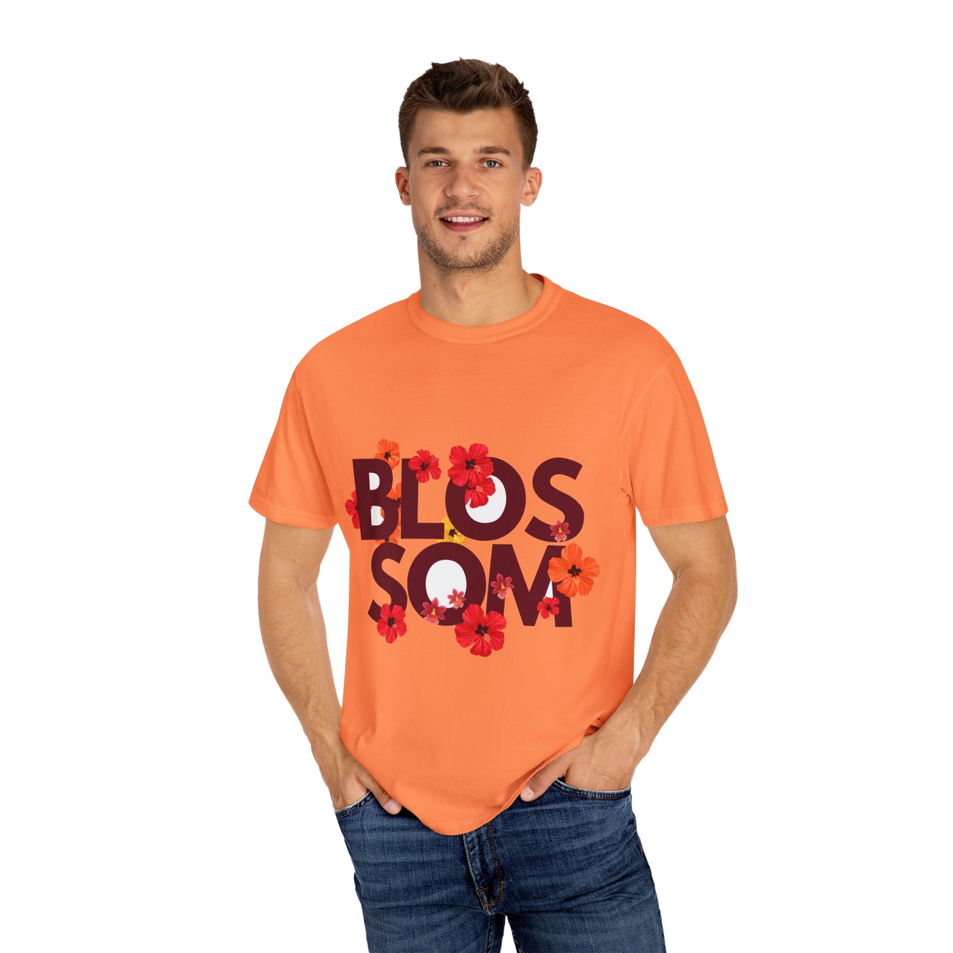 Essential unisex orange top, Garment-Dyed T-shirt front