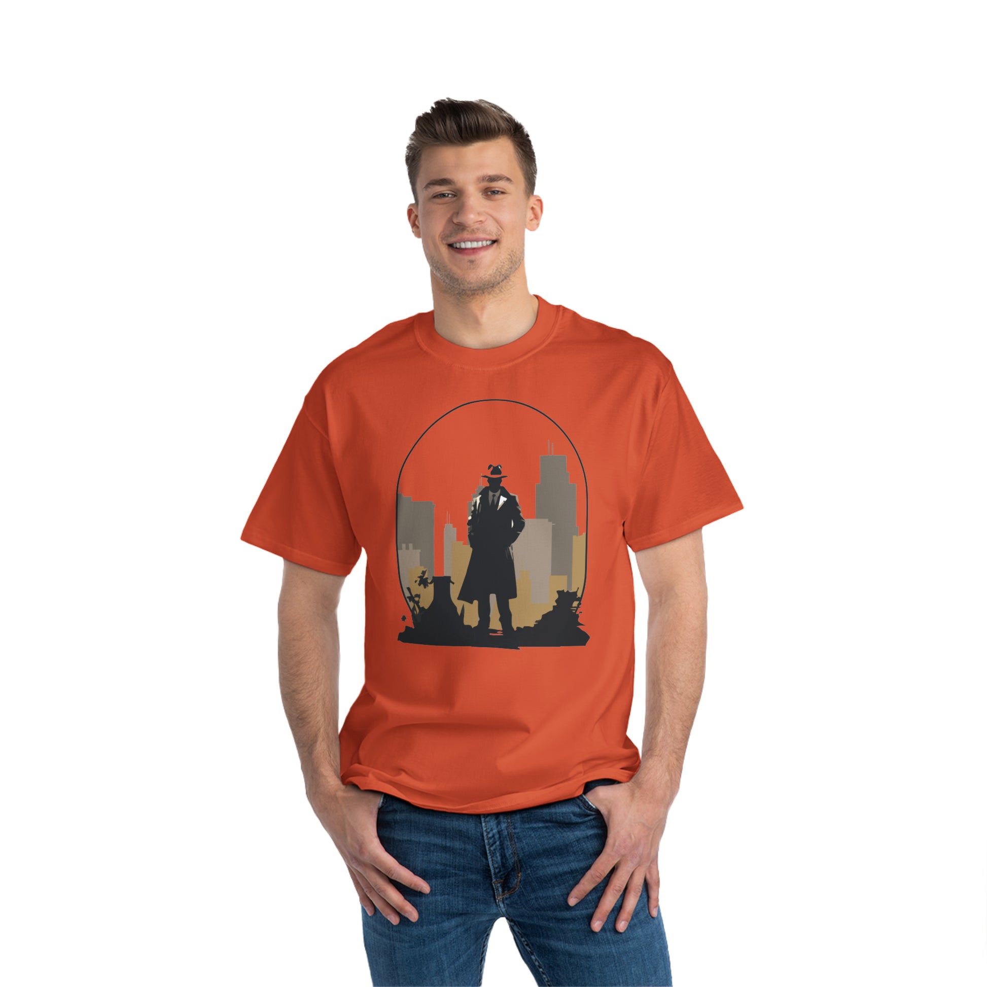 Beefy-T® T-Shirt orange color, front view, cotton, unisex