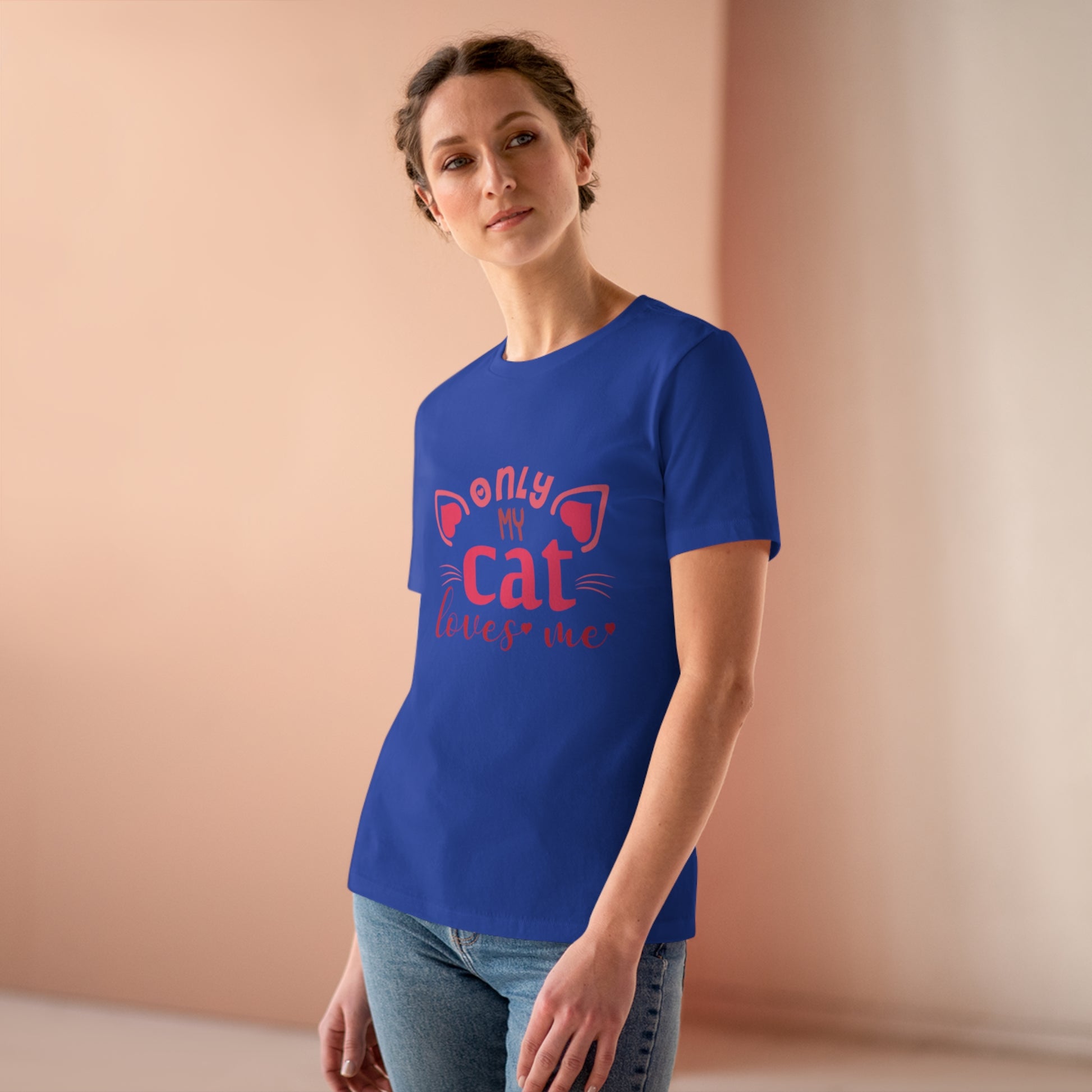 Cat Lover Cotton Tee - Only My Cat Loves Me t-shirt design